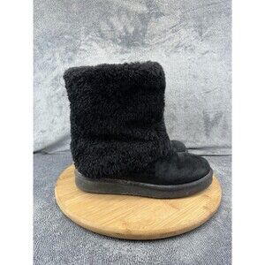 UGG Boots Womens Size 8 Black Shearling Fur Mid Calf Winter Snow 1006794